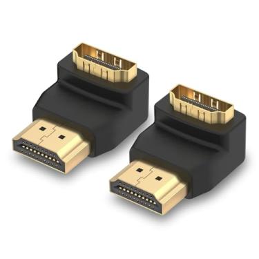 Imagem de VCE VCE 2 pacotes 3D e 4K compatível HDMI 90 graus macho para fêmea adaptador de ângulo reto