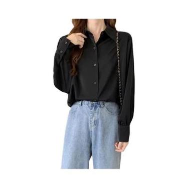 Imagem de Camisa Feminina Branca de Chiffon - Manga Comprida, Soltinha e Elegant