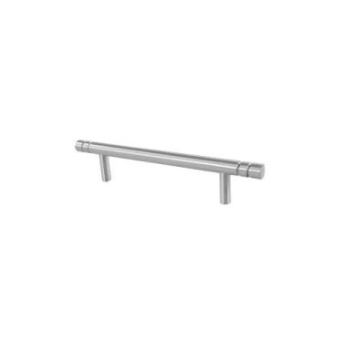 Imagem de Puxador Alça Acetinado Com Friso Alumínio 0251 Pauma, 64 mm