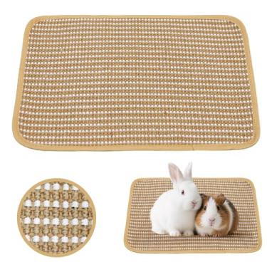 Imagem de KEPYDRMTF Almofada de arranhar coelho, almofada de sisal para coelho, porquinho-da-índia, gato, tapetes de descanso para gaiolas, tapete de grama forrageira, acessórios essenciais para ambientes