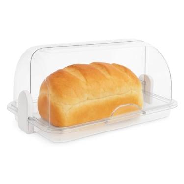 Imagem de Porta Pão Acrílico Dupla Abertura, Transparente, com Tampa Deslizante, para Cozinha Moderna e Organizada