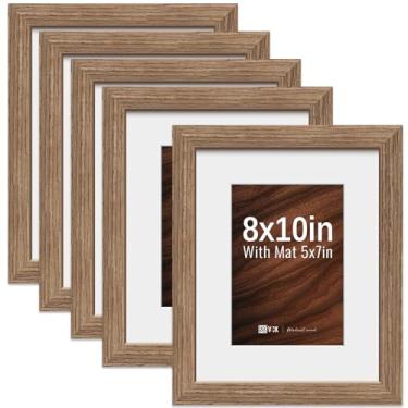 Imagem de VCK Porta-retrato 20 x 25 cm, pacote com 5 – porta-pôsteres de madeira de alta qualidade com vidro temperado, tela de 12 x 17 cm com tapete ou 20 x 25 cm sem tapete, qualidade de galeria de arte