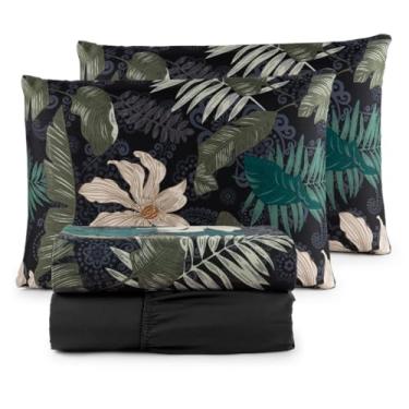 Imagem de Jogo de Lençol Casal Padrão 04 Peças 200 Fios Cama Box Estampado Toque Aveludado Macio(Madagascar)