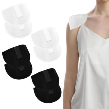 Imagem de Almofadas de ombro embutidas, 4 pares sem costura, antiderrapante, respirável, removível, reutilizável, esponja, suprimentos de costura para roupas blazer 1,5 cm espessamento preto/branco