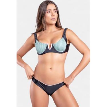 Imagem de Biquíni Areia Branca Praya Meia Taça Bicolor Preto, G