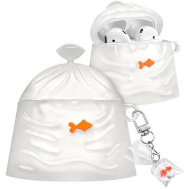 Imagem de Boaretiu para Airpods 2ª/1ª capa fofa desenho kawaii - com chaveiro, design engraçado, capa para meninas, adolescentes e mulheres, capas para Air Pods 2ª/1ª, peixe