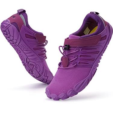 Imagem de WHITIN Tênis de corrida feminino minimalista para trilha | Biqueira larga, W30 | Roxo, 6.5-7
