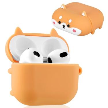 Imagem de Boaretiu Capa para Airpods 3ª capa com desenho fofo Kawaii - com chaveiro, design engraçado, capa para meninas, adolescentes e mulheres, capas para Air Pods 3, cachorro