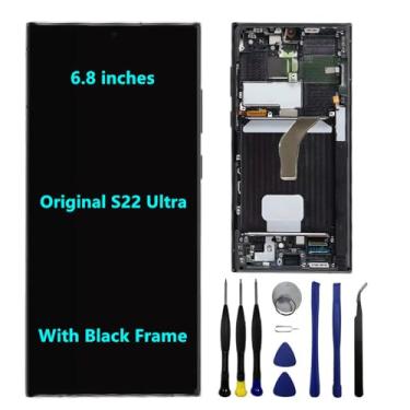Imagem de 17.3 cm Original AMOLED 120 Hz para Samsung Galaxy S22 Ultra Screen Replacemen OEM S22ultra 5G S908U S908U1 S908B S908E Display Touch Screen Digitalizador Montagem (com moldura preta + ferramentas)