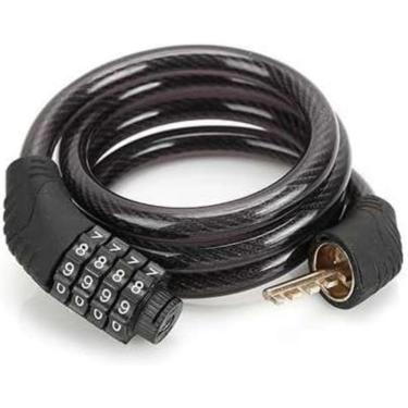 Imagem de Cadeado Para Bicicleta Bike Moto Com Senha Combinação De Dígitos 8mm Aço Reforçado 65cm De Comprimento Preto