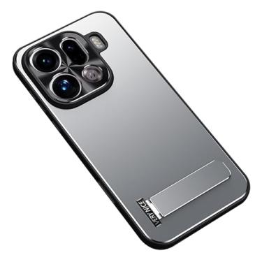 Imagem de HAOMRIYL Capa à prova de choque para Oppo Find X9/X9pro, capa de proteção de lente de metal com tudo incluído, suporte ajustável, capa rígida ultrafina, prata, X9Pro