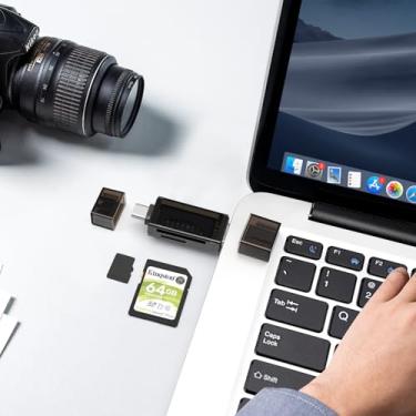 Imagem de Leitor de cartão micro SD, adaptador de cartão USB-C/USB-A para SD/Micro SD/SDXC/SDHC, leitor de cartão de memória com slot duplo, compatível com PC, MacBook, smartphone, tablet e mais (tipo C/USB)