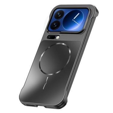 Imagem de HAOMRIYL Capa magnética para Xiaomi 17 Pro Max/17 Pro/17, fina, sem moldura, minimalista, capa rígida à prova de choque, capa de proteção para câmera, preta, 17