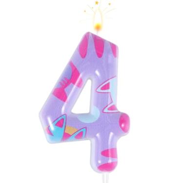 Imagem de Vela com número de aniversário com tema de gato, decorações de aniversário de gato de desenho animado, número de gato, vela, topo de bolo, decorações de festa de aniversário para meninas e meninos