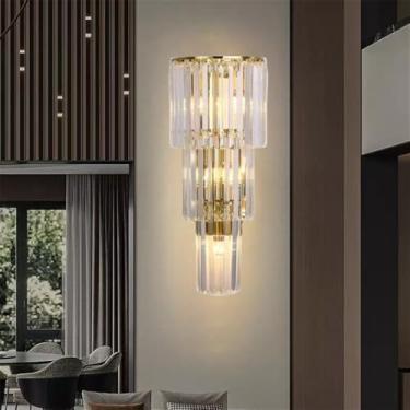 Imagem de Luminária de parede moderna e luxuosa em cristal com LED, ideal para sala de estar, quarto, cabeceira, casa de campo, hotel, escritório, escada e corredor (Estilo 10 D20H50CM)