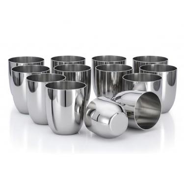 Imagem de Vinod Copo de aço inoxidável premium de 340 g, conjunto de 12 copos de água, copos de metal premium, copos de vinho para leite, suco, cerveja, uísque, álcool, copos de 350 ml
