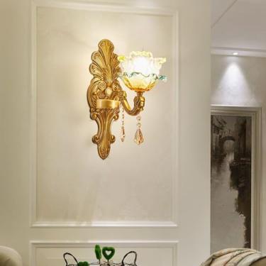 Imagem de Luminária de parede de cristal de luxo europeia, moderna, com LED, para decoração de sala de estar, quarto, escritório, quarto modelo, hotel, casa de campo, corredor (1 lâmpada, 1 peça).