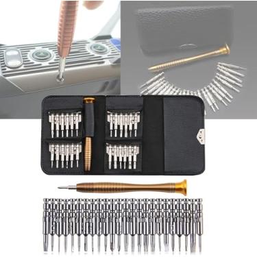 Imagem de Kit de ferramentas de reparo de precisão 25 em 1, conjunto de chaves de fenda com estojo de couro – Cabeças Torx de segurança de metal e plástico para eletrônicos, óculos de laptop móvel