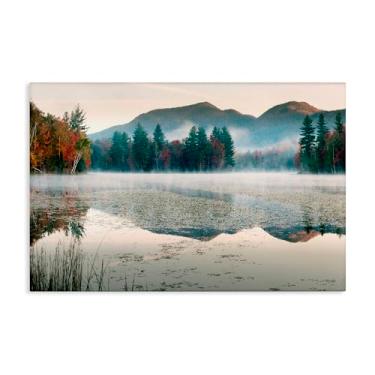 Imagem de Stupell Industries Arte de parede em tela de lago circulando com folhagem de outono, design por Shelley Lake, 61 x 91 cm