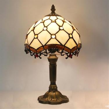 Imagem de Luminária de mesa vintage americana com LED, personalizada e criativa, para sala de estar, escritório, quarto infantil, casa de campo ou hotel, com vidro colorido (Estilo 28)