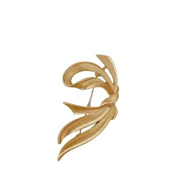 Imagem de Broche de laço de fita vintage dourado para mulheres senhora elegante laço corpete alfinetes terno casaco suéter broches cachecol colarinho lapela alfinetes xales roupas vestido festa de casamento