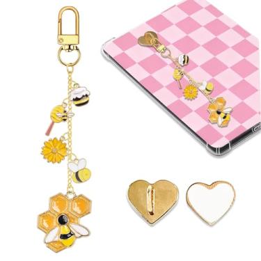 Imagem de LMZLJZ Corrente de pingentes Bee Kindle para amantes de livros e mulheres, homens, chaveiro com pingente de abelha, acessórios de e-reader, presentes para leitores amantes de livros, pingentes
