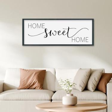 Imagem de SRSZHIYUE Placa Home Sweet Home, decoração de parede, 81 x 30 cm, para sala de estar, sobre sofá, placas emolduradas de madeira, arte decorativa (preto)