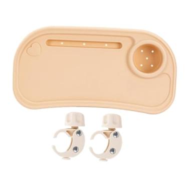 Imagem de menolana Bandeja universal para lanches em carrinhos de bebê com suporte para copos - Acessório para carrinhos de bebê - Bandeja removível para carrinho de, Laranja Claro