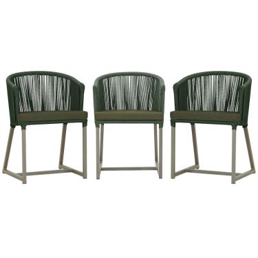 Imagem de 3 Cadeiras De Jantar Noronha Fendi Corda Náutica E13 Trama Verde