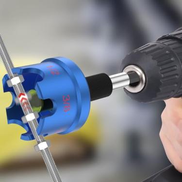 Imagem de Passador de porca de haste rosqueada, acessório de broca com zíper de porca para hastes rosqueadas de 1/10.2 cm, 3/20.3 cm e 1/5.1 cm, chave de porca de todas as roscas de liga de alumínio para