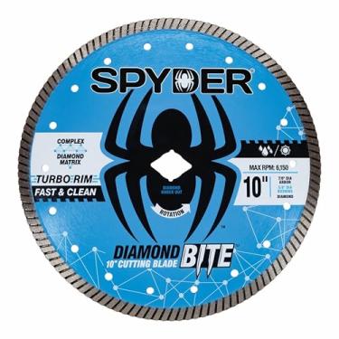 Imagem de Spyder Lâmina de corte diamantada com aro turbo molhado/seco de 25,4 cm de diâmetro para serras de azulejo, mesa e circulares, cortadores de cimento/concreto, cortes rápidos e limpos, mandril de 1 cm