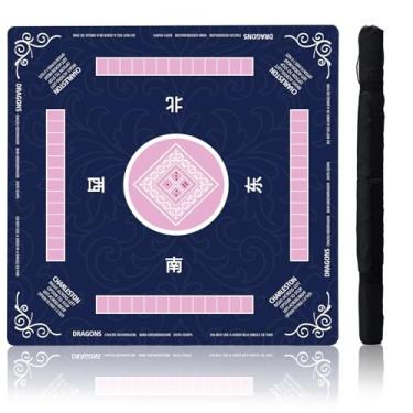 Imagem de Idocolors Mahjong Mat with Rules, Non-Slip Noise Reduction Gaming Mat 31.5" x 31.5" for Mahjong/Poker/Board Games/Card Games/Dominoes, Table Mat Mahjong Accessories Gifts with Travel Bag (Dark Blue)