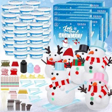 Imagem de 100 Pack Build a Snowman Kit, Christmas DIY Snowman Crafts for Kids Bulk, Snowman Kit Winter Decorations Indoor, Creative Kids Air Dry Clay Modeling Crafts Kit for Christmas Gifts Favor Supplies
