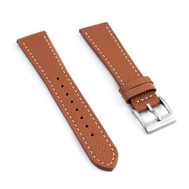 Imagem de StrapHabit Pulseira de couro de flor integral – substituição de pulseira de relógio de liberação rápida – Pulseira de couro Epsom para homens e mulheres – 21 mm, caramelo caramelo