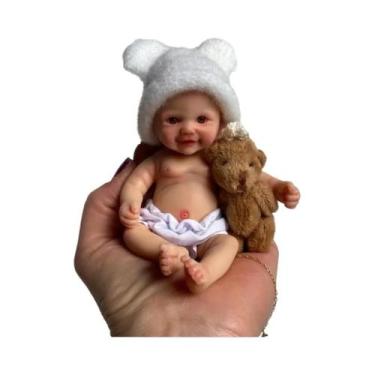 Imagem de Boneca Reborn de Silicone Mini Palma - 14-15cm, Lavável e com Toque Re