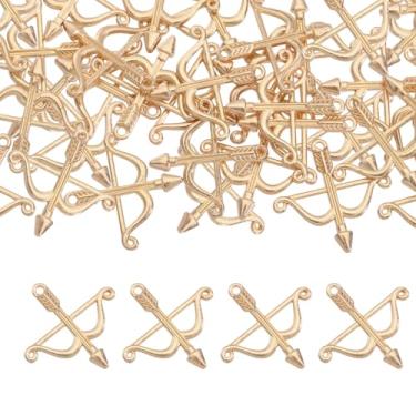 Imagem de CHGCRAFT 100 pingentes de arco e flecha, pingentes de arco e flecha, laço tibetano, coleção de berloques vintage para fazer joias, brincos, colar, pulseira, chaveiro, artesanato, ouro claro