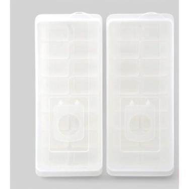 Imagem de Forma de Gelo com Tampa, Plástico PP, 16 Cubos, Branca, 25,5x11x3,5cm, Kit com 2 Peças, Proteção contra Odores