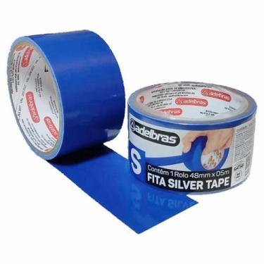 Imagem de Kit 10 Fita Adesiva Silver Tape Alta Fixação 48MmX5M Azul - Adelbras
