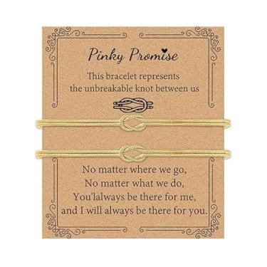 Imagem de TIYIMIYUXU Pulseiras da amizade, design de nó dourado e prata, conjunto de casais combinando com cartão de mensagem, pacote com 2, One Size, Latão, Turquesa estabilizada