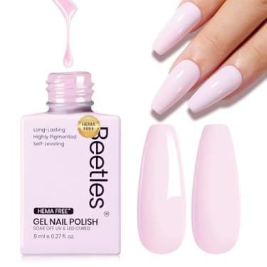 Imagem de Esmalte Beetles Pink Gel – Gel para unhas rosa bebê sem Hema Tema Puff de longa duração UV LED polonês de gel para salão de manicure, garrafa colorida 0,27 Fl Oz