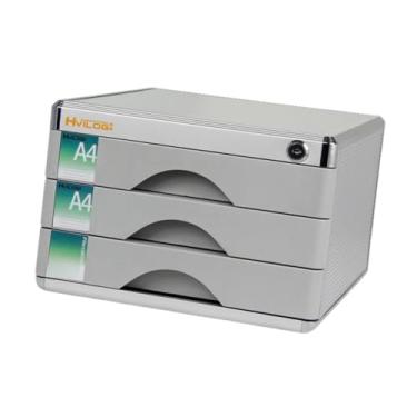 Imagem de KiBcsLic Gabinete de arquivo Caixa de armazenamento de documentos Organizador de arquivo profissional Liga de alumínio Fácil de usar Organizador prático de, com 3 Gavetas