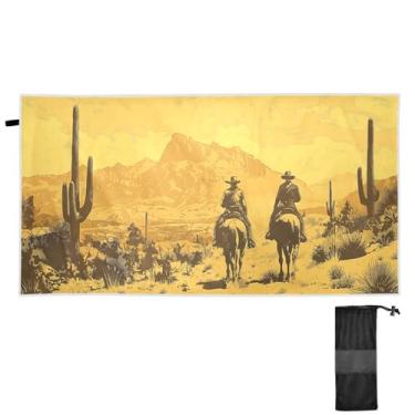 Imagem de Blueangle Toalha de praia caubói do deserto ocidental - Toalhas de viagem compactas e leves - Toalha de secagem rápida super absorvente para natação, acampamento e férias (360)