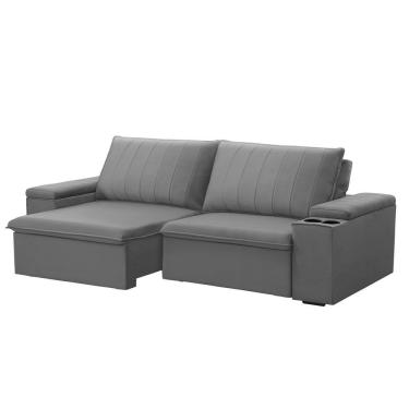 Imagem de Sofá Retrátil E Reclinável 3 Lugares 225cm Com Porta Copos Ballarat Prata