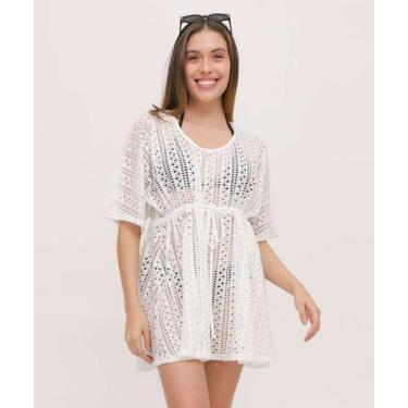 Imagem de Vestido Saída De Praia Feminino Amarração Marisa-25097, Branco, GG