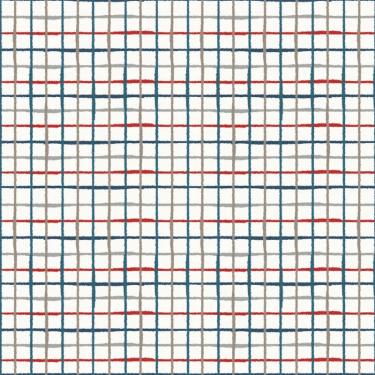 Imagem de Papel de Parede Revoada Xadrez Aquarela Azul, Cinza e Vermelho 4424