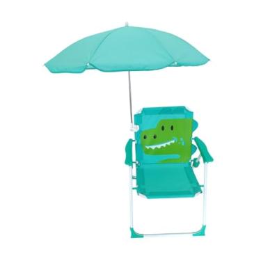 Imagem de menolana Cadeira de cadeira de praia infantil Caminhada de garotas com guarda -chuva cadeira de acampamento de proteção solar dobrável para crianças acessórios, Verde