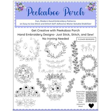 Imagem de Papel estabilizador de costura solúvel em água sortido pronto para usar para kit de bordado à mão, projetos de arte de linha (bordas de flores)