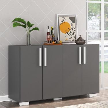 Imagem de Aparador Buffet 4 Portas Com Pés Viena Grafite Branco