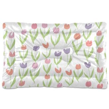 Imagem de SEHANY Cama de flores coloridas para cães e gatos com fundo antiderrapante, cama de canil, colchão macio para animais de estimação, lavável para cães pequenos, médios e grandes, gatos, 61 x 45 cm