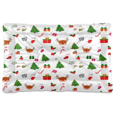 Imagem de SEHANY Cama de árvore de Natal em aquarela para cães e gatos com fundo antiderrapante, caixa de canil, colchão macio para animais de estimação, lavável para cães pequenos, médios e grandes, gatos, 61